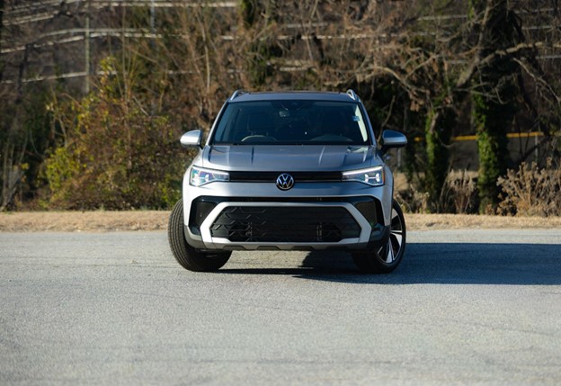 2026 Volkswagen Taos parked on a road.