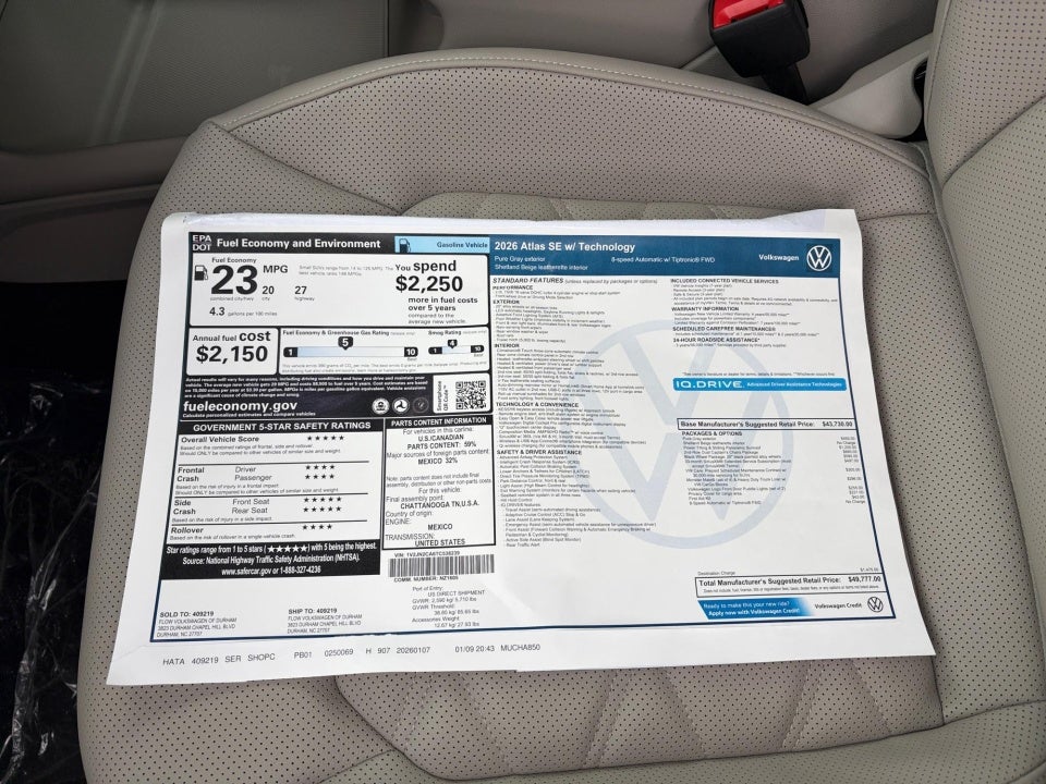 2026 Volkswagen Atlas SE with Technology