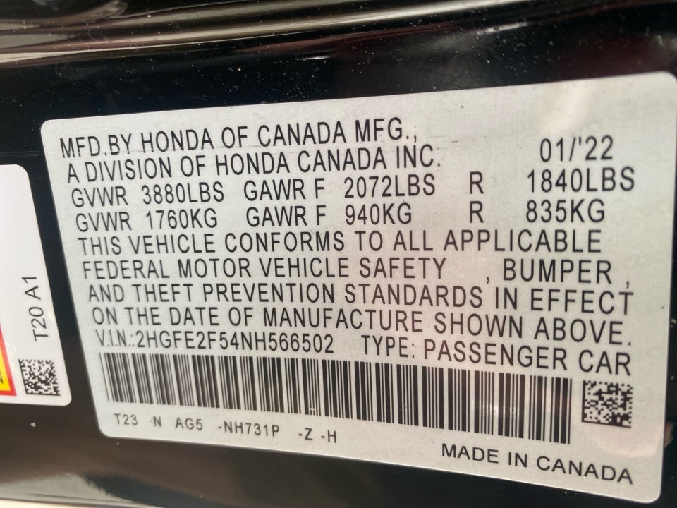 2022 Honda Civic Sedan Sport