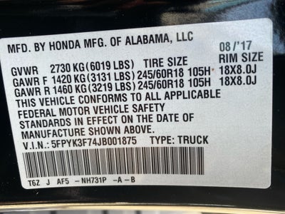 2018 Honda Ridgeline RTL-E