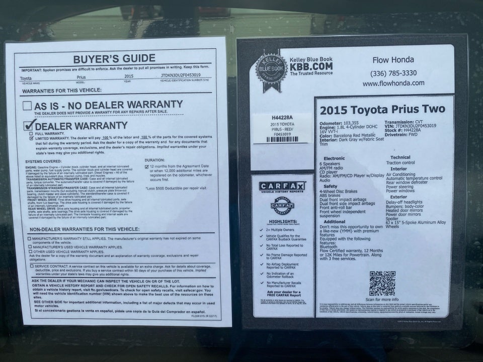 2015 Toyota Prius Two
