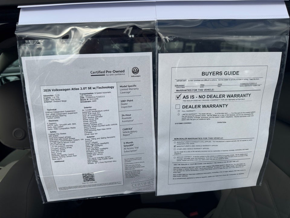 2026 Volkswagen Atlas 2.0T SE w/Technology