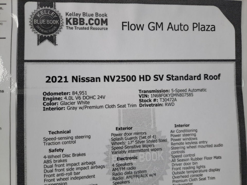 2021 Nissan NV Cargo NV2500 HD SV