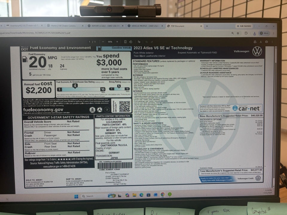 2023 Volkswagen Atlas 3.6L V6 SE w/Technology