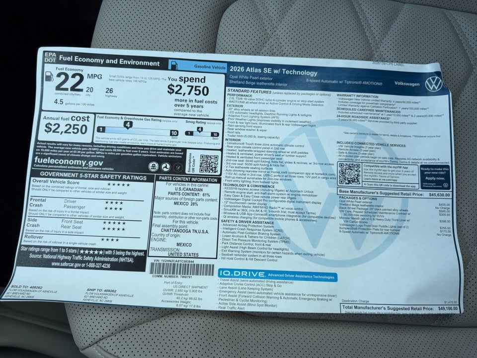 2026 Volkswagen Atlas SE with Technology