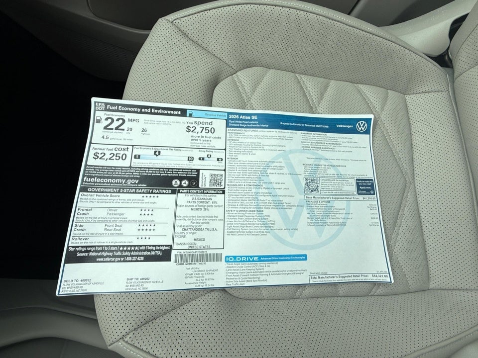 2026 Volkswagen Atlas 2.0T SE