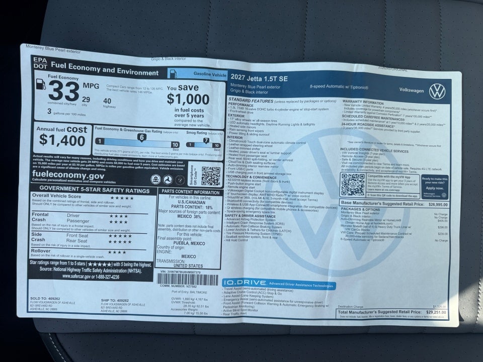2027 Volkswagen Jetta SE