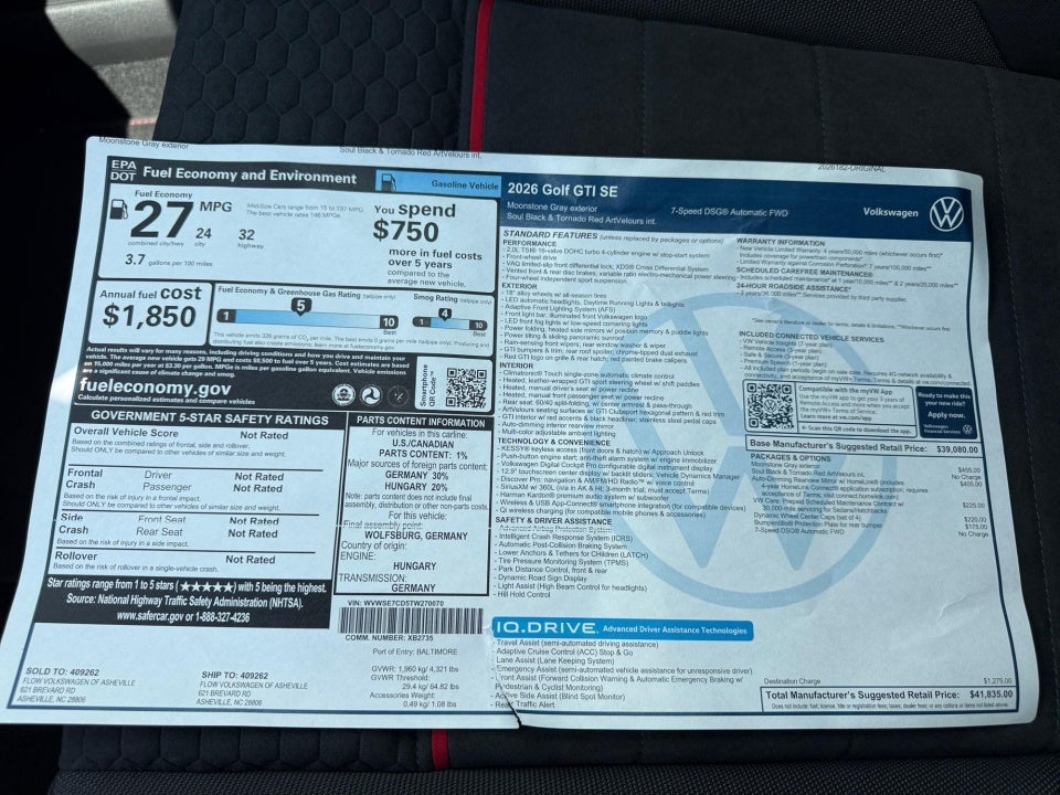 2026 Volkswagen Golf GTI SE