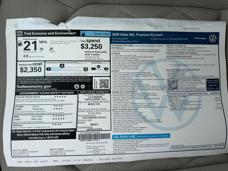 2026 Volkswagen Atlas 2.0T SEL Premium R-Line