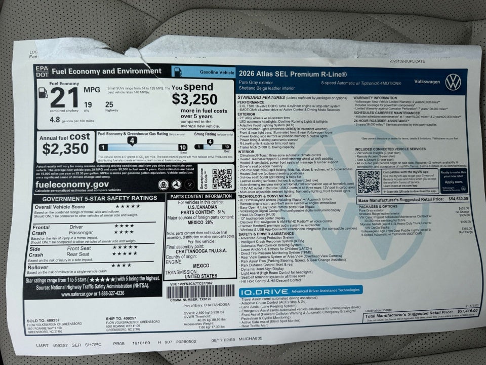2026 Volkswagen Atlas 2.0T SEL Premium R-Line