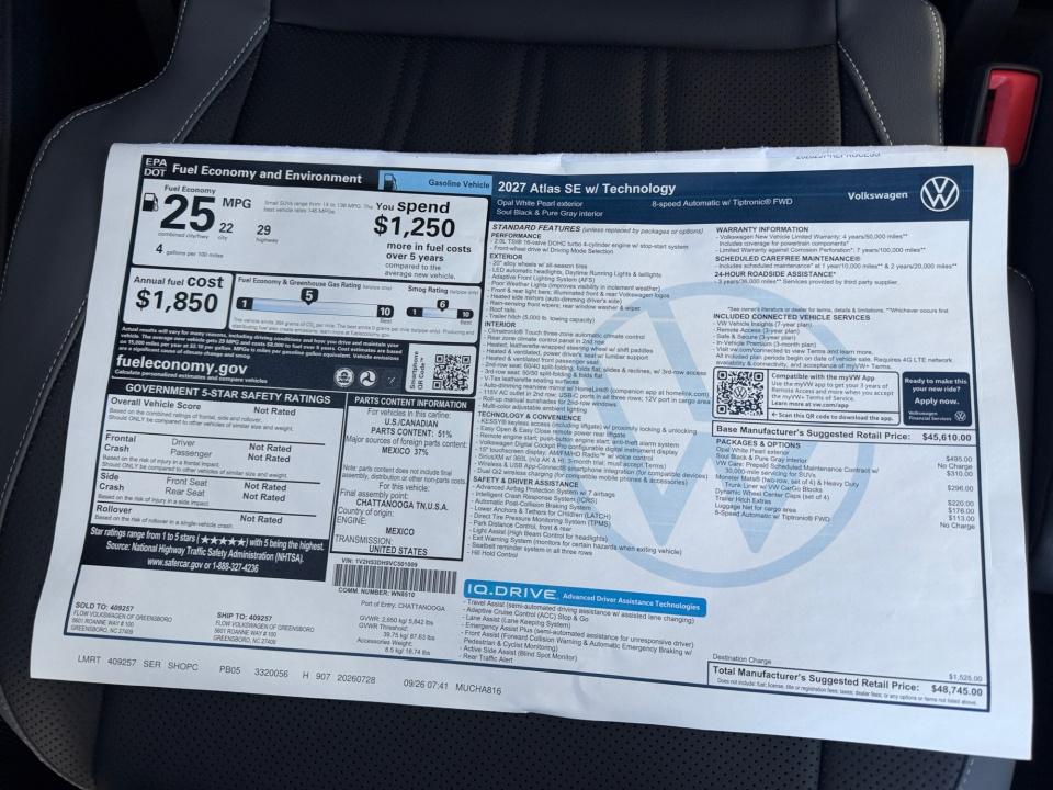 2027 Volkswagen Atlas SE w/Technology