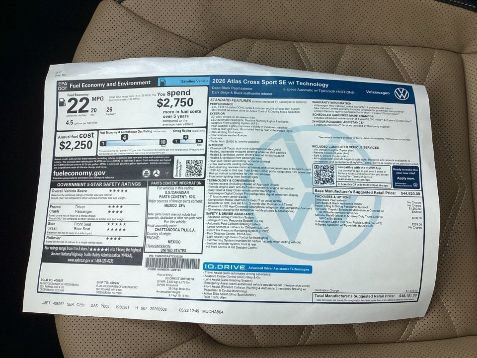 2026 Volkswagen Atlas Cross Sport SE with Technology