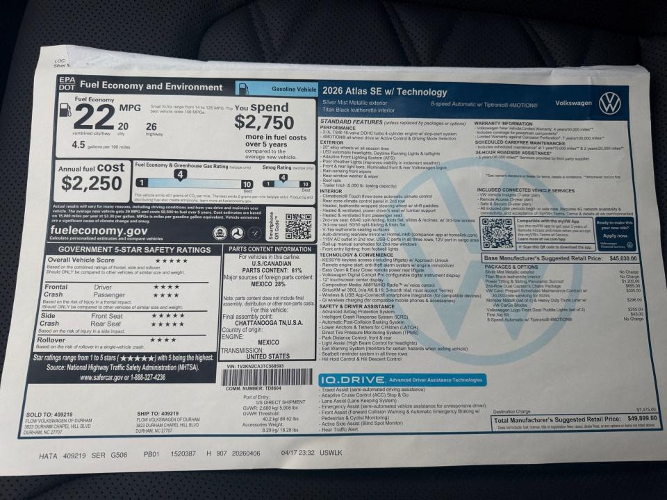 2026 Volkswagen Atlas SE w/Tech - Photo 33