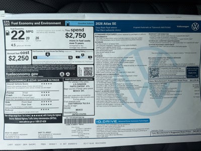 2026 Volkswagen Atlas 2.0T SE