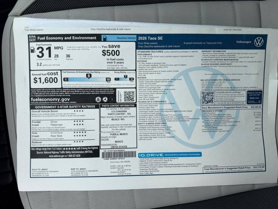 2026 Volkswagen Taos SE