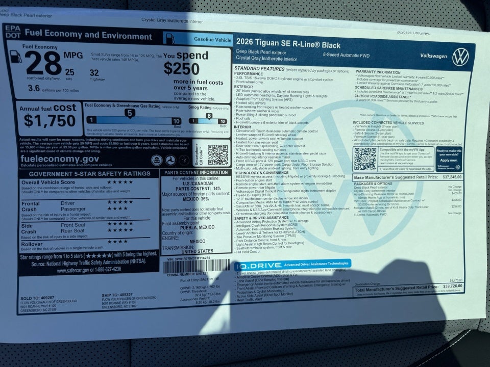 2026 Volkswagen Tiguan SE R-Line Black