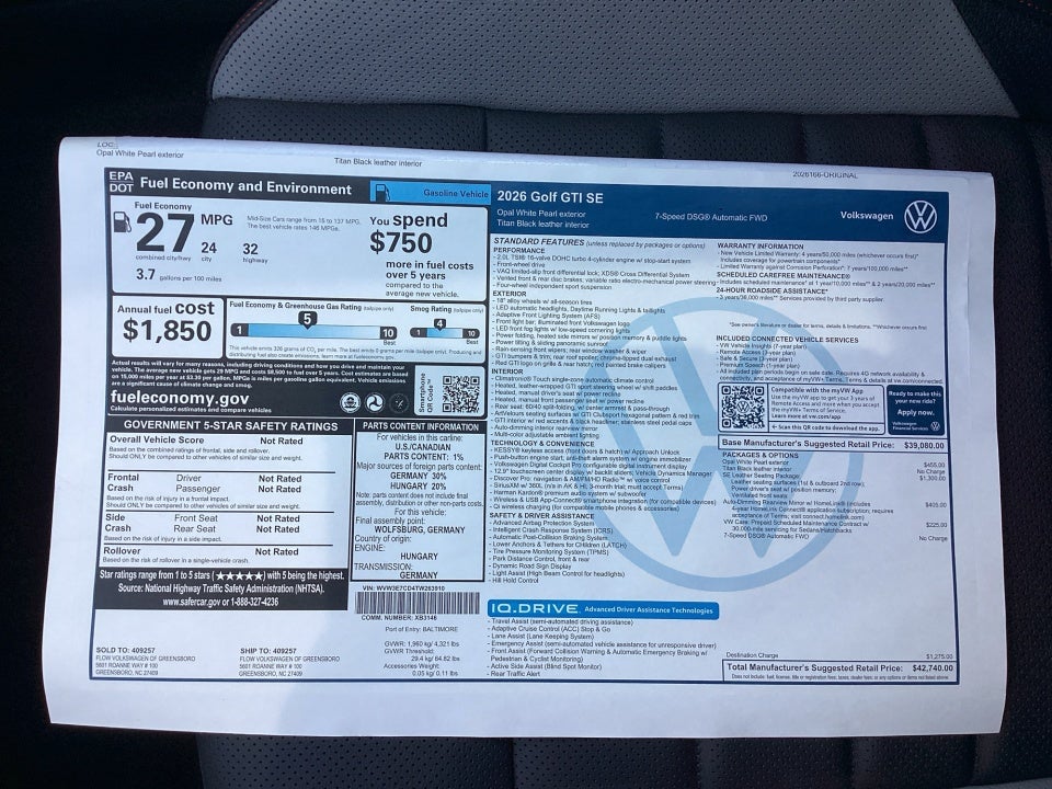 2026 Volkswagen Golf GTI SE