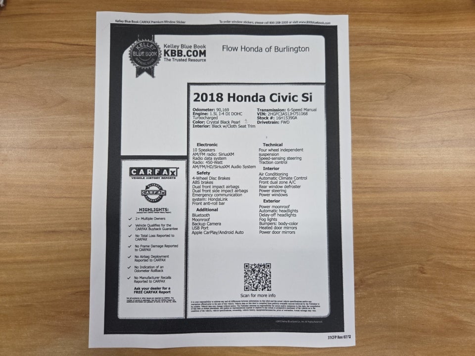 2018 Honda Civic Si (M6)